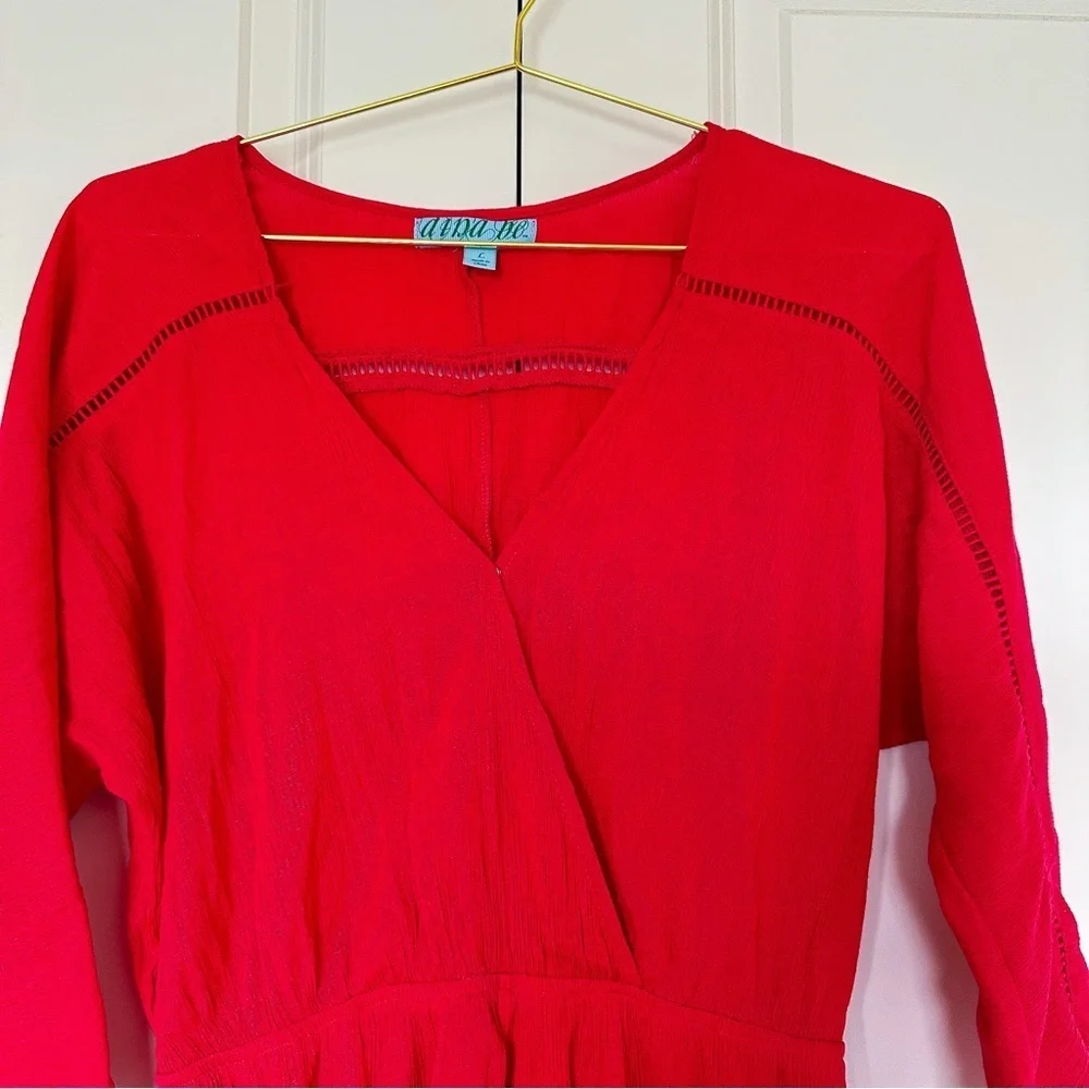 Dina Be Red Wrap-Style Jumpsuit with Belted Waist​